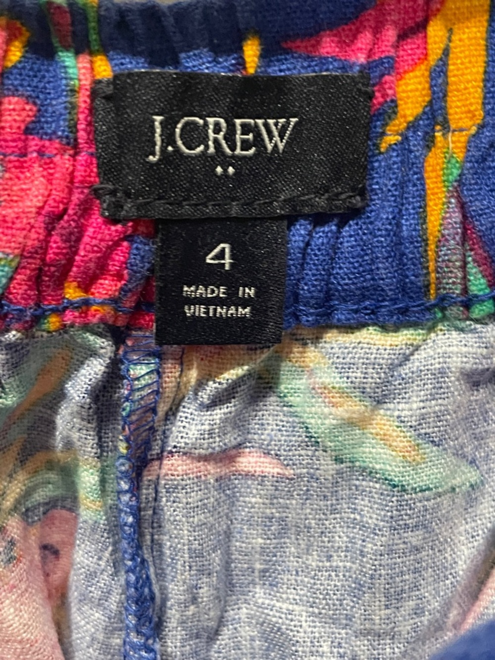 J. Crew Vibrant Floral High-Waist Shorts in Navy with Pink and Teal Accents - Picture 2 of 5